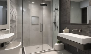 rénovation d'une salle de bain Installation de la vasque et de la douche Réfection de la plomberie 