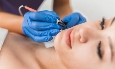 a woman getting electrolysis on her face for permanent hair removal