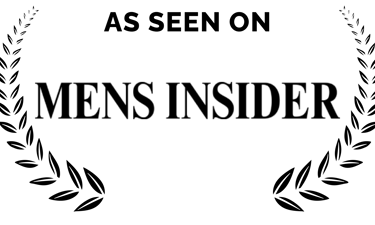 As Seen On Mens Insider badge with black text and laurel wreaths.