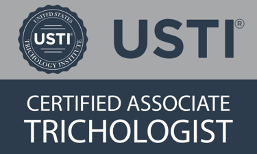 Logo for Certified Associate Trichologist from United States Trichology Institute