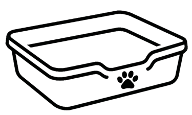 Black pawprint in outlined litter box—icon for Louisiana AKC Chihuahua training info