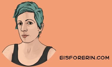 a woman with blue hair and a black top