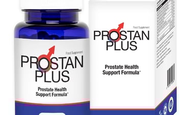 Prostan Plus bottle and box, a 60-capsule prostate health support formula dietary supplement.