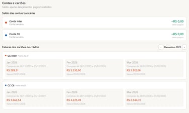 Faturas de Cartões em um só lugar