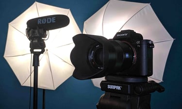 professional audition tape equipment - a7ii, rode mic and lighting