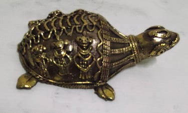 "Traditional brass tortoise–handcrafted decorative art for good luck and positivity-Globally tradable"