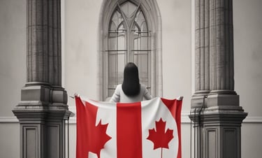 A young international student smiling with books on a Toronto campus.