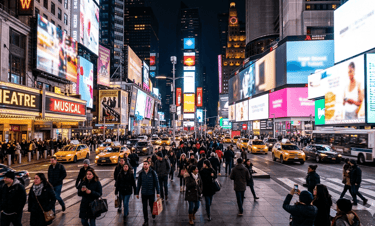 Times Square como uma das regiões mais famosas para se hospedar em Nova York.