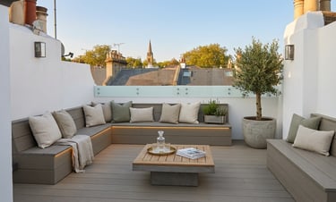 Rooftop terrace  built-in bench seating