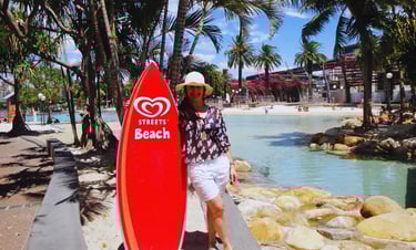 foto na autora na streets beach em brisbane australia
