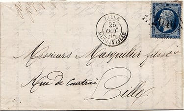 Letter weighing up to 20g and franked at 20c from MOULINLILLE to LILLE.
