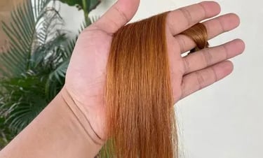 Vietnamese Hair bundle Close-up of the Level 8 hair in natural outdoor lighting