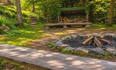 firepit access next to the stream