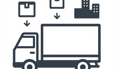A truck driver checking a digital tablet while parked at a busy freight terminal.