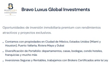 Inversiones Inmobiliarias en CDMX, Estados Unidos, Puerto Vallarta, Riviera Maya y Dubai, casas, departamentos, franquicias