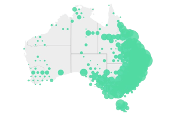 Australia heat map of Safee EWD driver coverage: 74 million hours logged with zero fines recorded nationwide