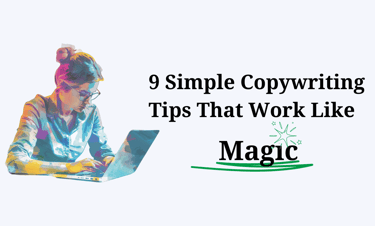 colourful image, woman using laptop: 9 Simple Copywriting Tips That Work Like Magic