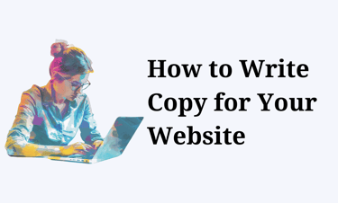 colourful image of a woman using a laptop - how to write copy for your website