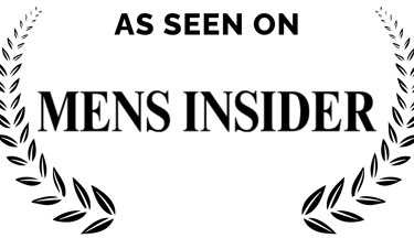 As Seen On Mens Insider badge with black text and laurel wreaths.