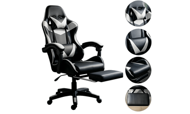 Cadeira gamer reclinável com apoio para os pés