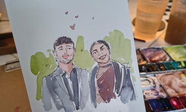 Gästeportraits, live gezeichnet während einer Firmenfeier