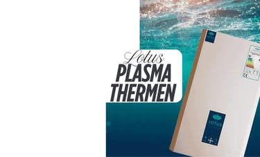 PlasmaTherme E300 Seitenbanner mit der Schrift Lotus Plasma Therme