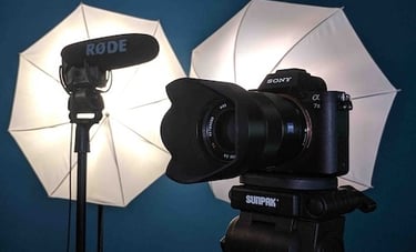 professional audition tape equipment - a7ii, rode mic and lighting