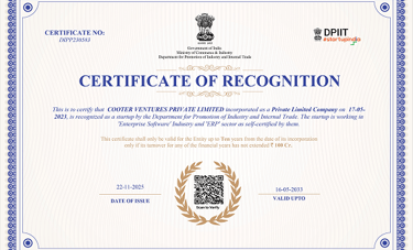 Startup India Certificate of Recognition