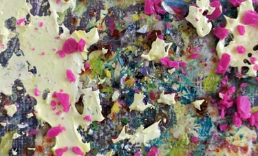 The Eden Holistic Health Studio, Gift Shop, Section of Acrylic Painting with Recycled Materials.