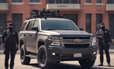 A guard dressed in a formal uniform stands at attention in a sentry box outside a grand historic building with stone walls and large windows. An archway to the right shows part of a courtyard with parked cars and a couple of people walking in the background.
