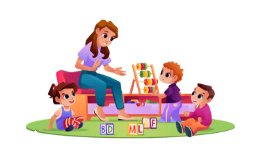 a teacher sitting on a bench with a child