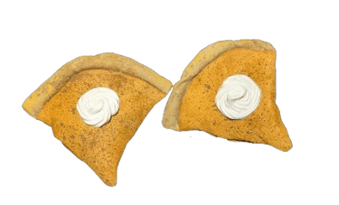 two pieces of rustic pumpkin pie with whipped cream on top