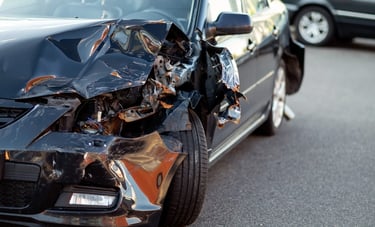 front damage after car accident black vehicle tampa street 2024