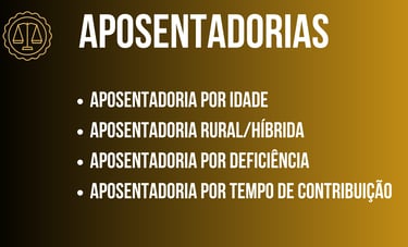 APOSENTADORIA POR IDADE, RURAL, HIBRRIDA, APOSENTADORIA POR DEFICIENCIA, APOSENTADORIA POR TEMPO DE CONTRIBUIÇÃO EM FOZ