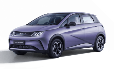 BYD Dolphin ungu Gresik tampak depan – mobil listrik hemat Jawa Timur