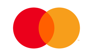 Mastercard logo featuring overlapping red and yellow circles on a black background for secure payments.