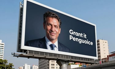 A massive, sleek billboard hoarding overlooking a high-traffic urban flyover in a modern Indian metro city under a clear Steel Blue sky, showcasing a professional advertising campaign.