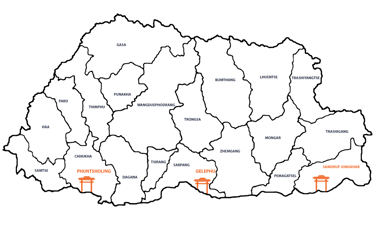 map-of-bhutan-with_points-for-entry-and-exit-by-land-travel
