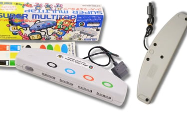 Super Multitap lançado pela Hudson Soft um adaptador multijogador para o Super NES, em 1993