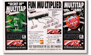 Super Multitap lançado pela Hudson Soft um adaptador multijogador para o Super NES, em 1993
