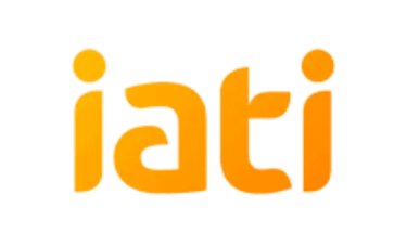 The orange IATI brand logo in lowercase font isolated on a black background.