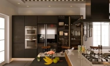 Black and wooden kitchen design