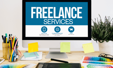 a desktop computer monitor screen displaying a freelance