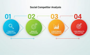 Infographic showing four steps for social media analysis.