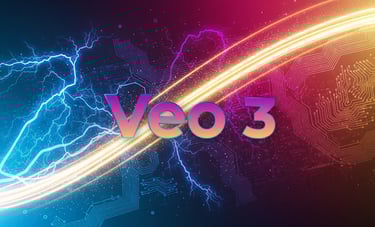 Abstract digital art representing AI video creation with Veo 3 Prompts for marketers