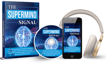 The Supermind Signal digital brain entrainment program with headphones, smartphone, and CD.