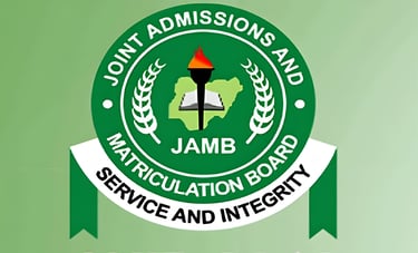 Official logo of the Joint Admissions and Matriculation Board (JAMB) featuring a green seal and torch.