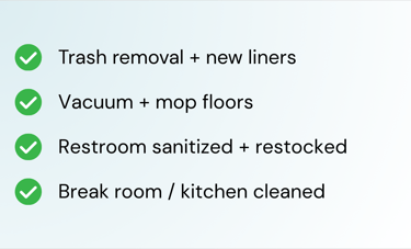 description of cleaning services included