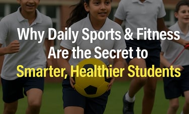 Students participating in daily sports and fitness activities at school, showcasing teamwork, energy