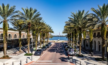 Baldwin Park Village Center in Orlando with walkable shops and restaurants